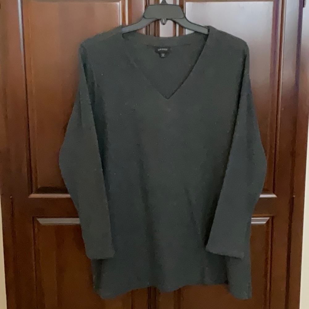 J.JILL WEAREVER COLLECTION V-Neck Ribbed Knit Tunic in Gray Specked - Size 2X